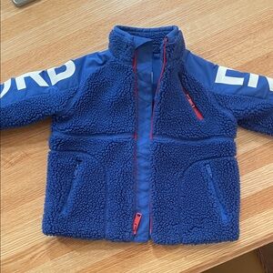 Authentic Burberry Blue Fleece Jacket with Red Accents for toddler